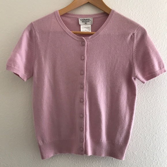 pink chanel cardigan